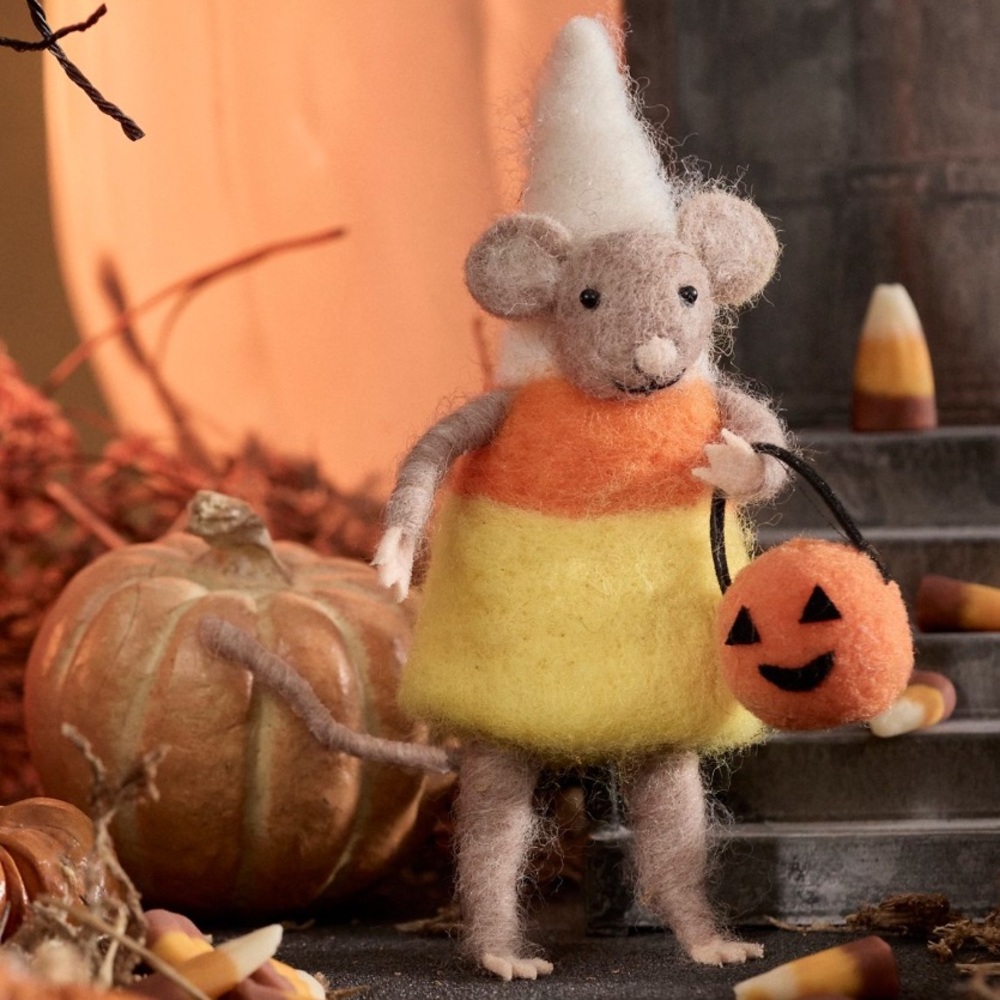 Candy corn mouse Felt Figurine